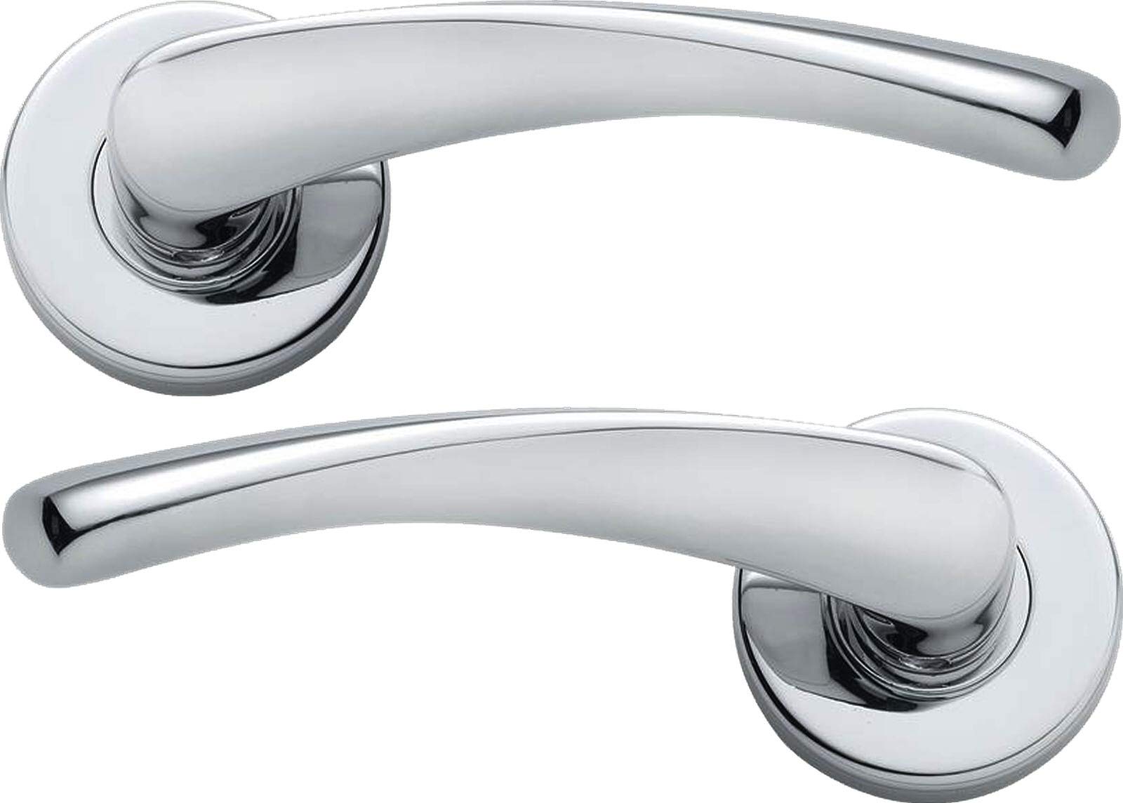 Architectural Hardware Polished Chrome Howdens Bertelli Garda Lever On Rose Door Handle Set