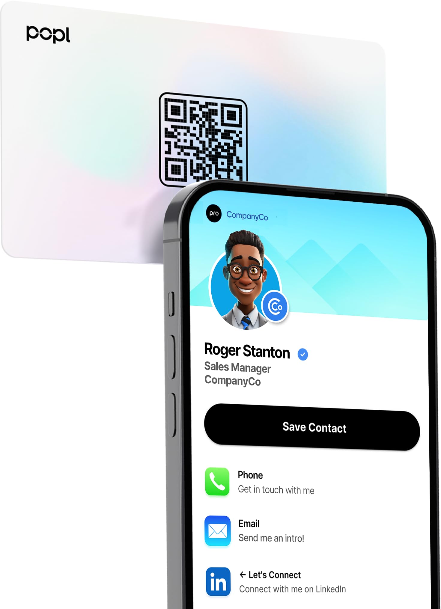 Popl Smart NFC Business Card - Sleek Modern Digital Business Card w/Instant App-Free Sharing - Customizable NFC Cards Compatible w/iPhone & Android (