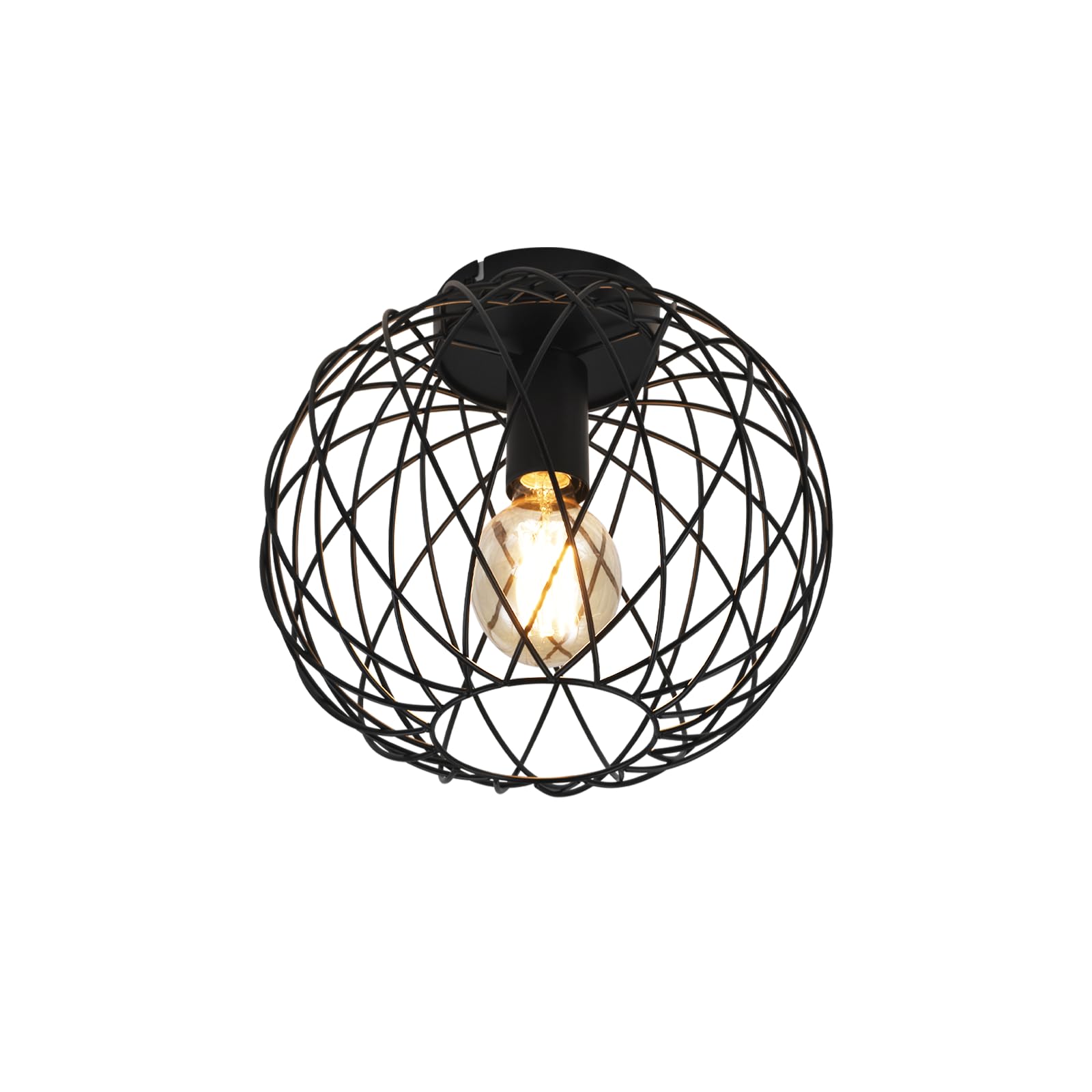 Glitzerlife Lampa sufitowa czarna lampa do korytarza industrialna 3ER | Lampa sufitowa E27 Vintage 1 płomień okrągły retro metalowy klosz lampa w kształcie klatki kratka jadalnia salon kuchnia