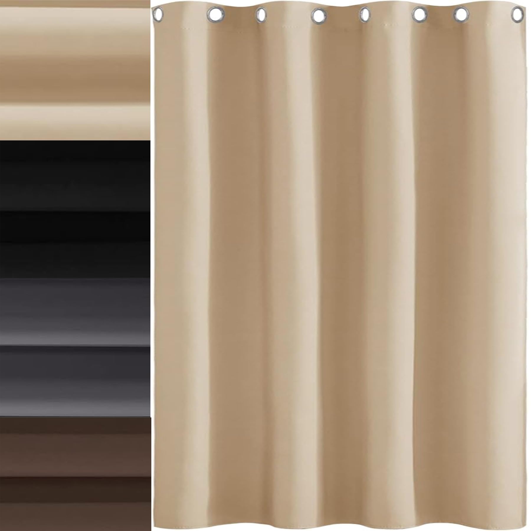 AMZYU Thermal Blackout Curtains, 125 x 235 cm(49 x 93inch) Super Soft Solid Velvet Band Curtains Energy Saving & Noise Reducing for Bedroom Windows, Cream Color