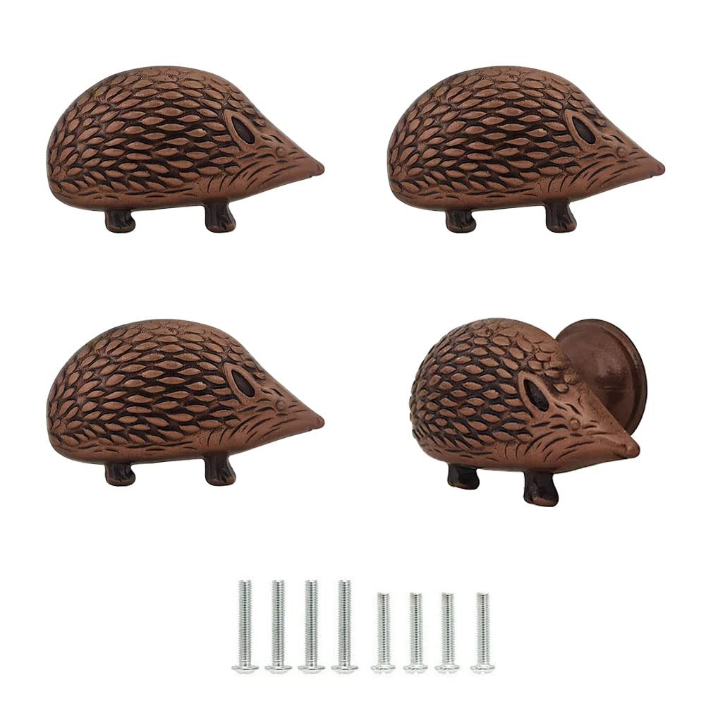 Vintage Animal Cabinet Knobs, Decorative Metal Hedgehog Shape Drawer Knobs Pulls Handles for Cupboard Door Closet, Antique Dresser Knob Kitchen Home