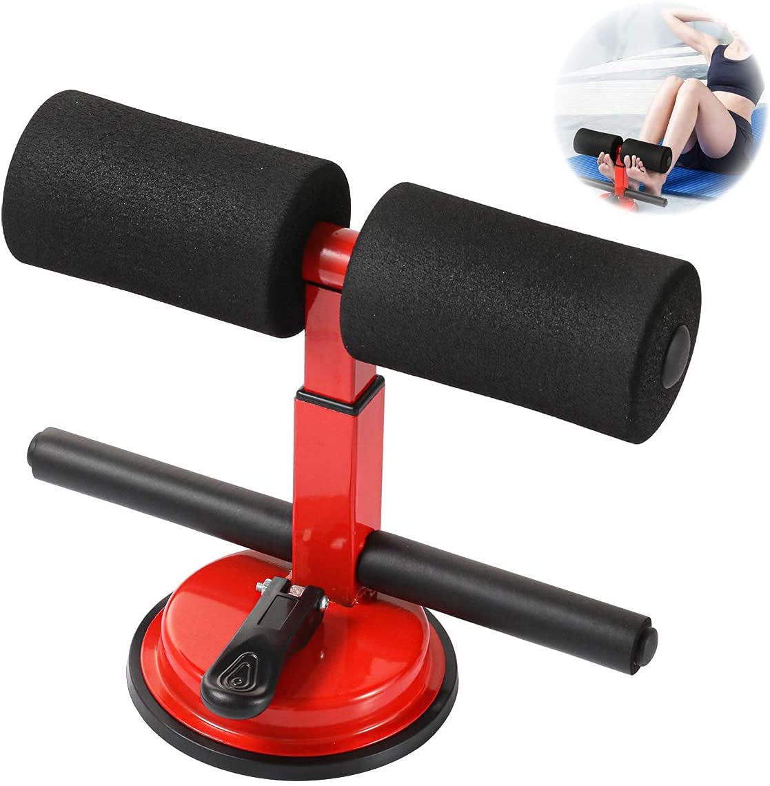 EVVIX® Portable Sit Up Bar - Upgraded Dual Sticks Design Self-Suction Sit-Up Floor Bars - Adjustable 4 Gear Positions, for Home Work or Travel Ab Exercise, Body Stretching