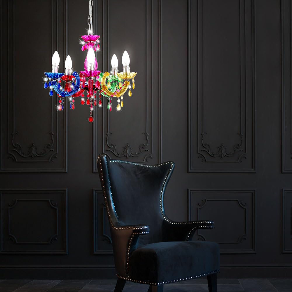 Kronleuchter Hänge Leuchte Decken Pendel Lampe Ess Zimmer Beleuchtung Luster bunt Globo 63118-5