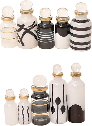 CraftsOfEgypt Genie - Minibotellas vacías de vidrio soplado para perfume, aceites esenciales o poción  Juego de 10 frascos pequeños decorativos,