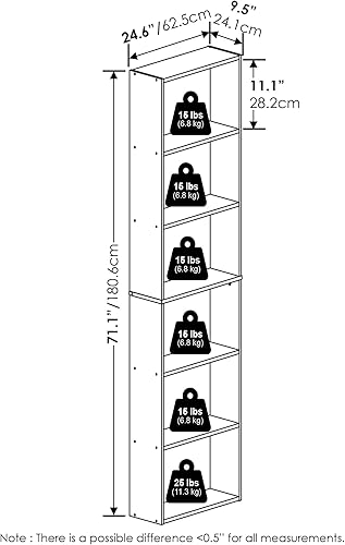 Miniatura 3 de Furinno Jaya Simply Home Librería abierta de 6 niveles, roble francés