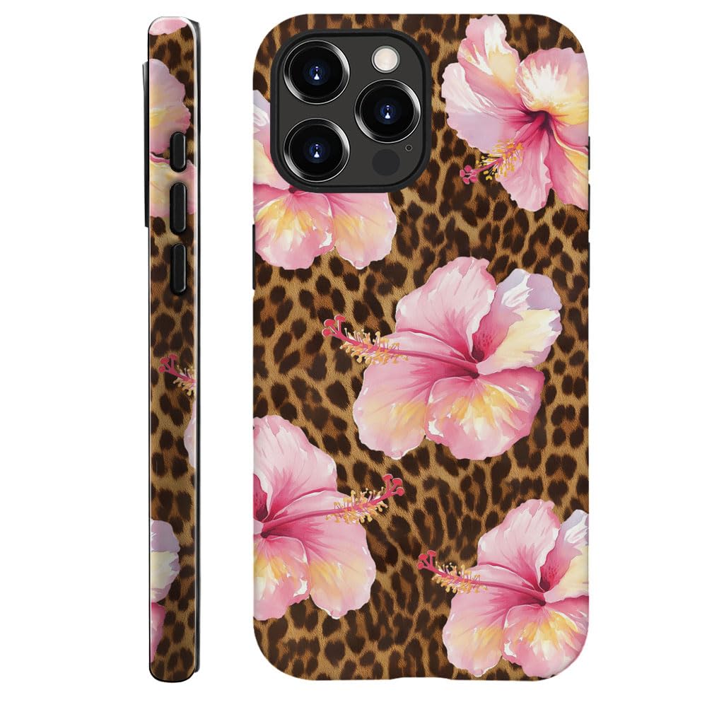 DAIZAG Case Compatible with iPhone 16 Pro Max,Durable Shock Protection Cover for Girl Women,Leopard Lily Pattern