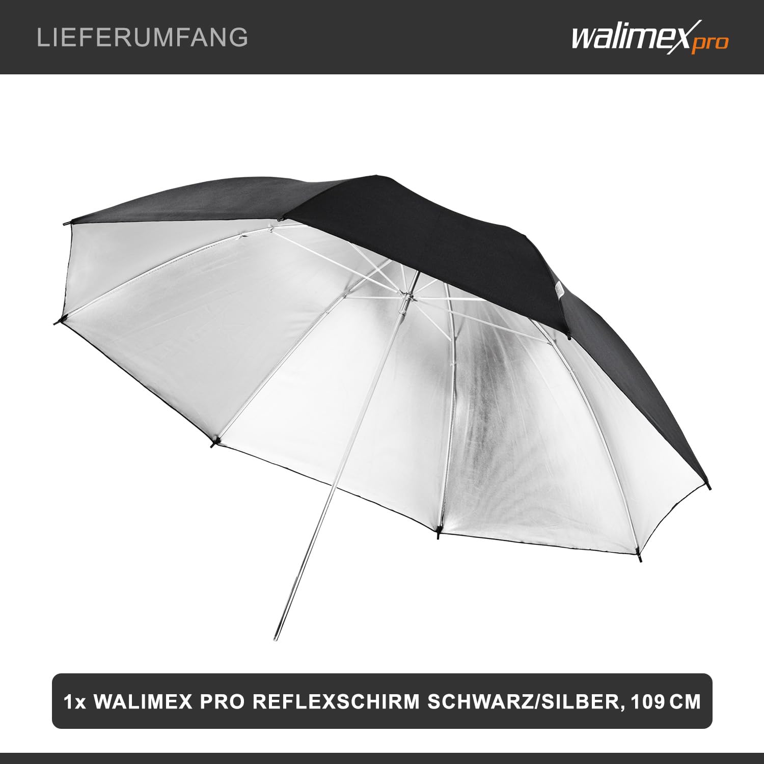 Walimex Pro Reflexschirm 109 cm schwarz/silber