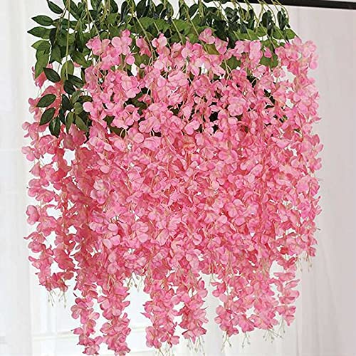 濃いピンクの造花　80本 Amazon.co.jp: 12本入り 藤の花 造花 フェイクフラワー ピンク