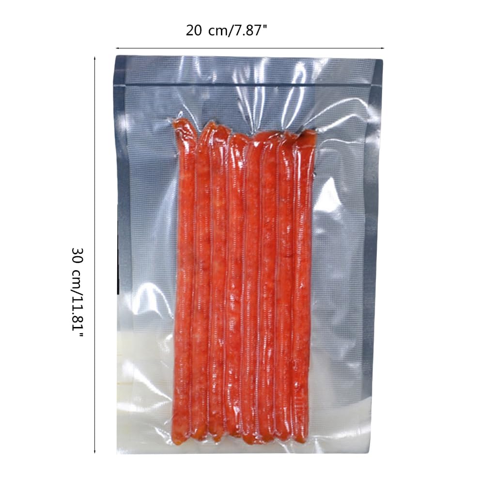 100 bolsas de envasado al vacío para sellado de alimentos, bolsa de almacenamiento transparente con textura