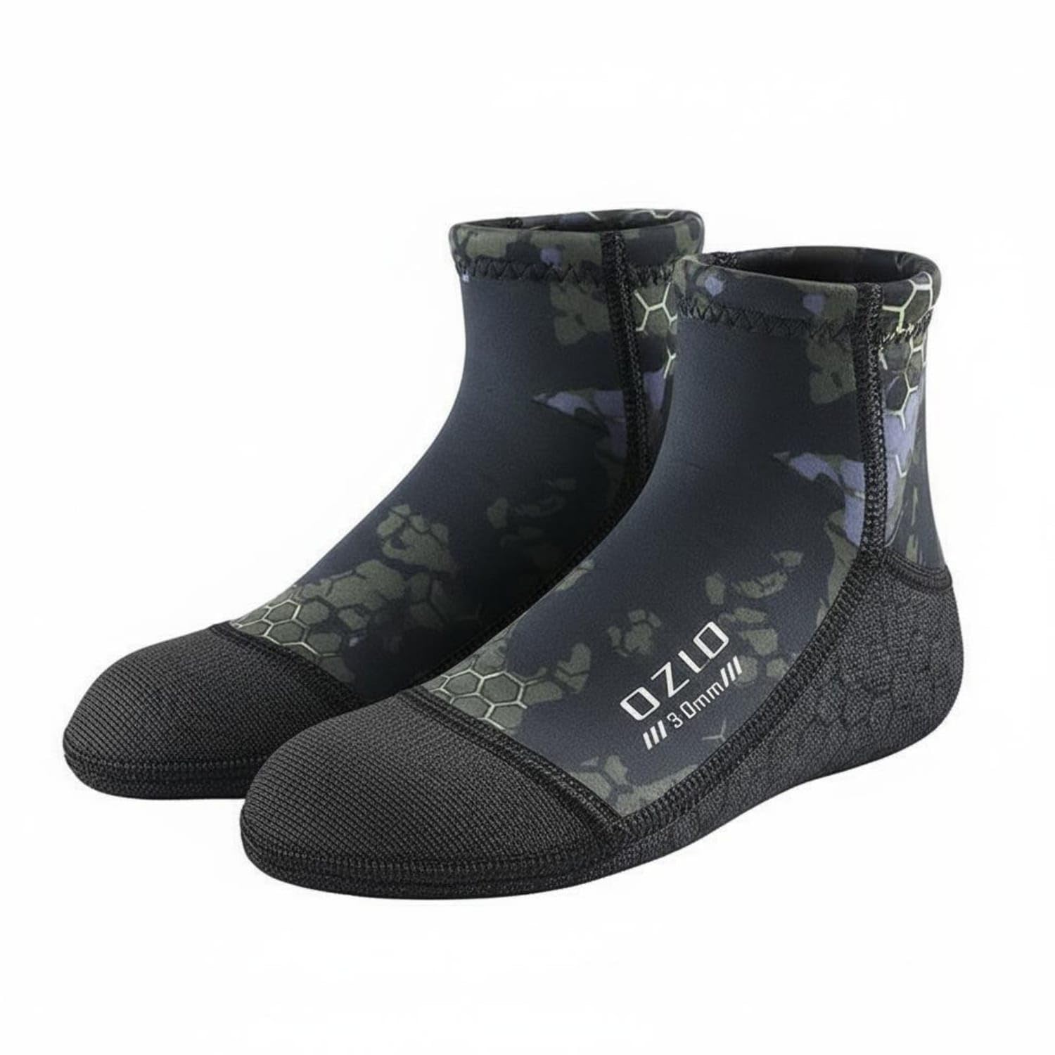 MERISHOPP Wear-Resistant 3mm Neoprene Socks Keeps Feet Warm 3mm Neoprene Water Socks Reinforced Toes and Heel Non-Slip Diving Booties for Surfing, Swimming, Army Green, S-picture-17