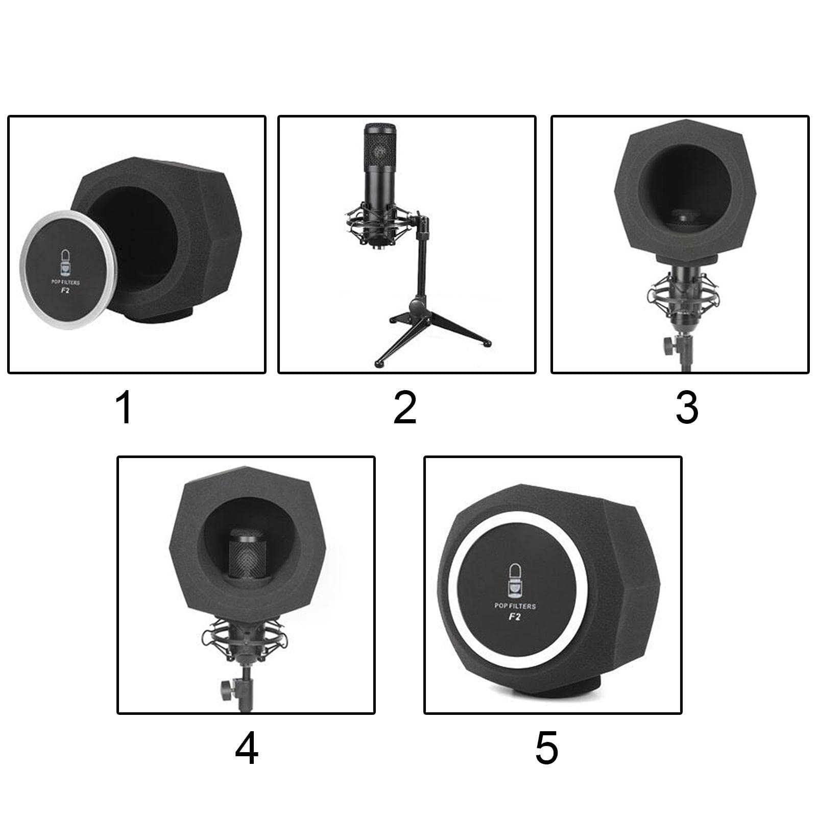 Éponge Filtre Son Panneau Acoustique Protection Pare-brise Réduction Bruit Fonction Isolant Phonique Adapté Chant Studio Domicile Salle, Octogone