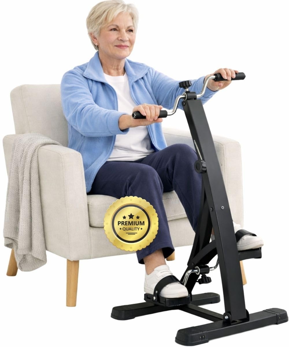 OrtoPrime Pedales Estáticos Personas Mayores Pedaleador Ejercitador de PIERNAS y Brazos - Pedaleador para Ancianos DUREZA Regulable Bicicleta estática para Mayores aparatos Gimnasia PEDALEAR Sentado