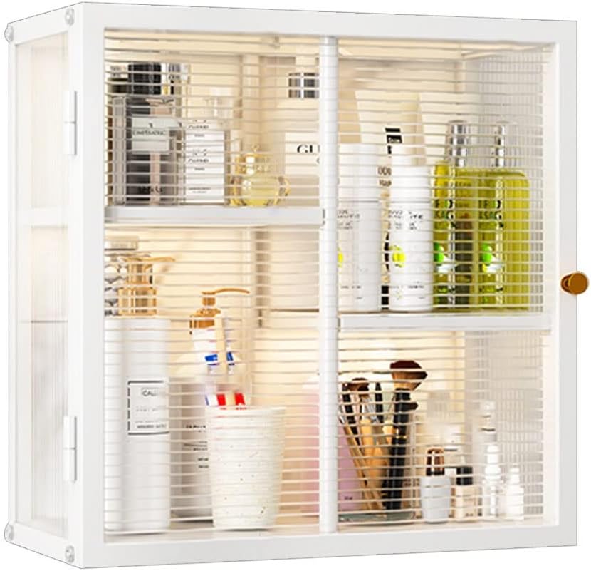 Wall Cabinet with Doors and Shelves, Kitchen Wall Cabinets Storage Hanging Floating Shelf, Wall Mounted Kitchen Cabinets for Bathroom, Organizer for Toiletries, Cosmetics, Spices,Black-40 * 16 * 40