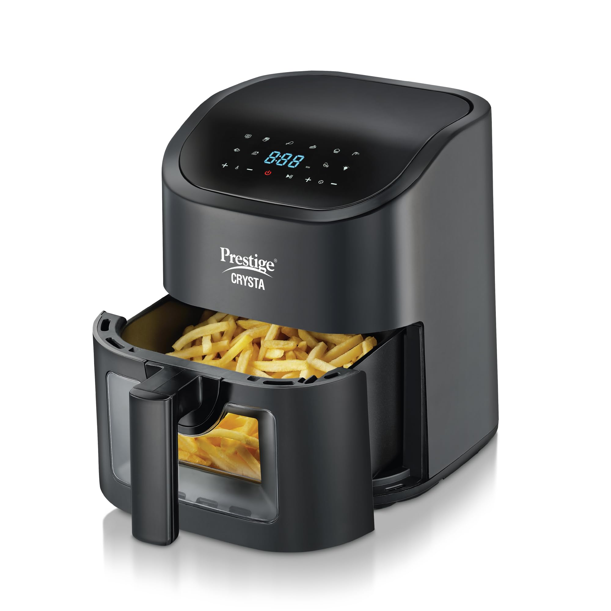 Prestige Crysta Electric Digital Airfryer 4.5L Basket, 1600W|Touch Panel with 9 Preset Menu|See-through Window with 25W Lamp|Food Grade Oil Brush|Time & Temperature control|Safety Interlocking|Black (B0CJTV4FKY) Amazon Price History, Amazon Price Tracker