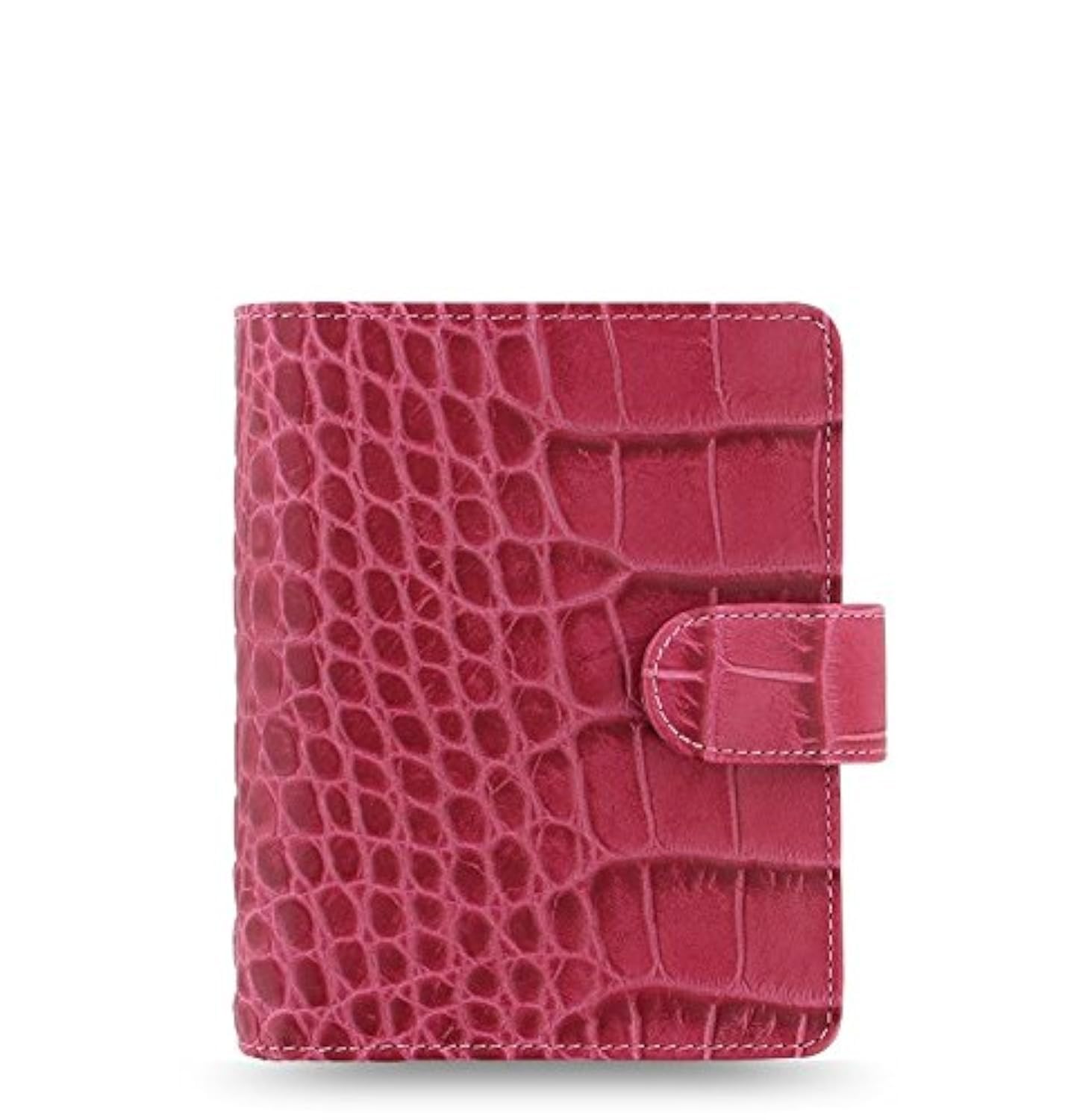 Filofax Classic Croc Print Leather Organizer Agenda Weekly Daily Planner Diary Calendar Bundle with DiLoro Pen (Fuchsia 2026, Pocket Paper Size 4.72"