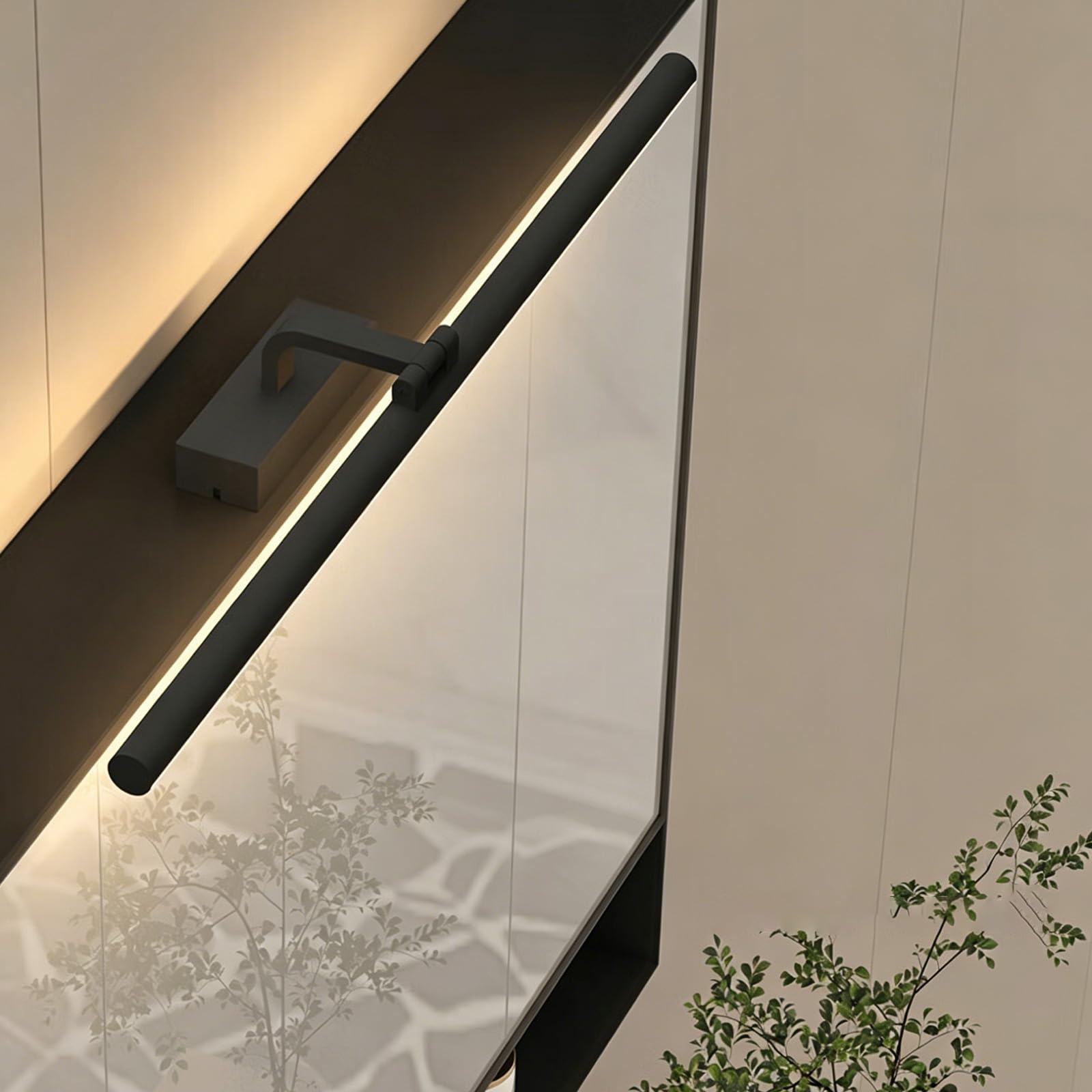 LED Lámpara de Espejo Baño Apliques de Pared Giratorio 180° Ángulo Ajustable Luces de Pared Interior Impermeable Iluminación Armario con Espejo Sala de Estar Dormitorio (Negro Luz Neutro,70cm)