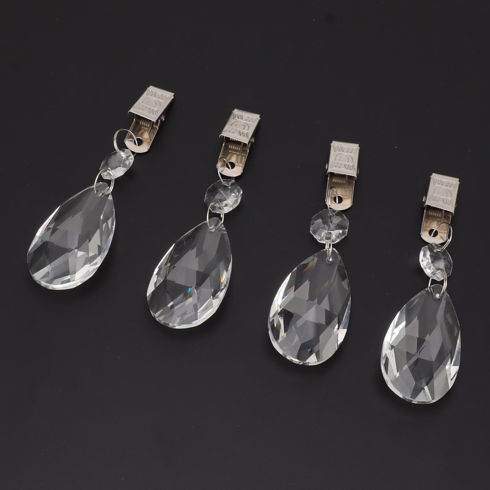 Poids De Nappe Glarks - Lot De 10 - Cristal AB Forme Goutte - Clip Métal - Pour Extérieur/Intérieur