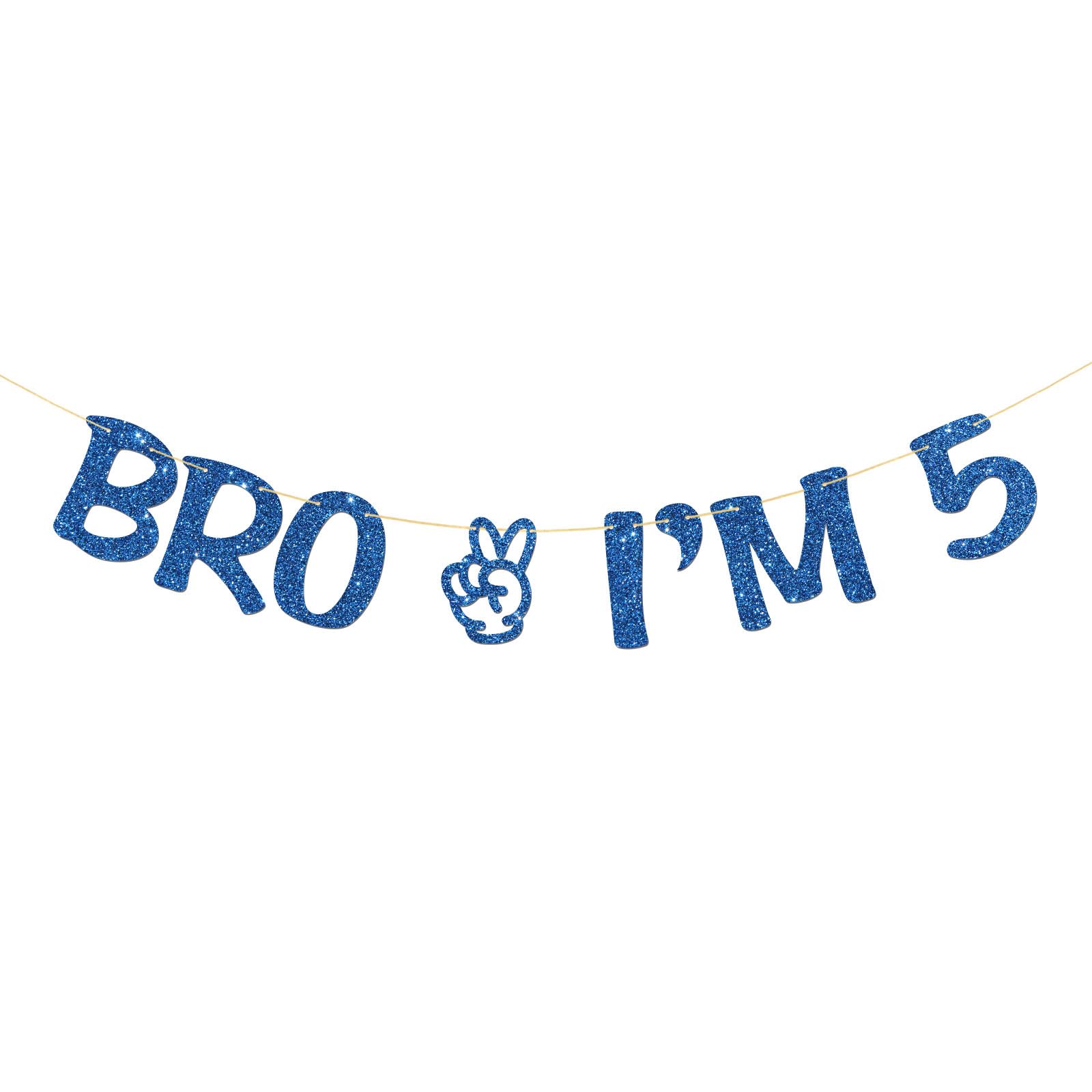 Brother I'm 5 Banner - Boy 5th Birthday Party Supplies - Five Years Old - Big Brother 5th Birthday Party Decoration - Glitter Blue