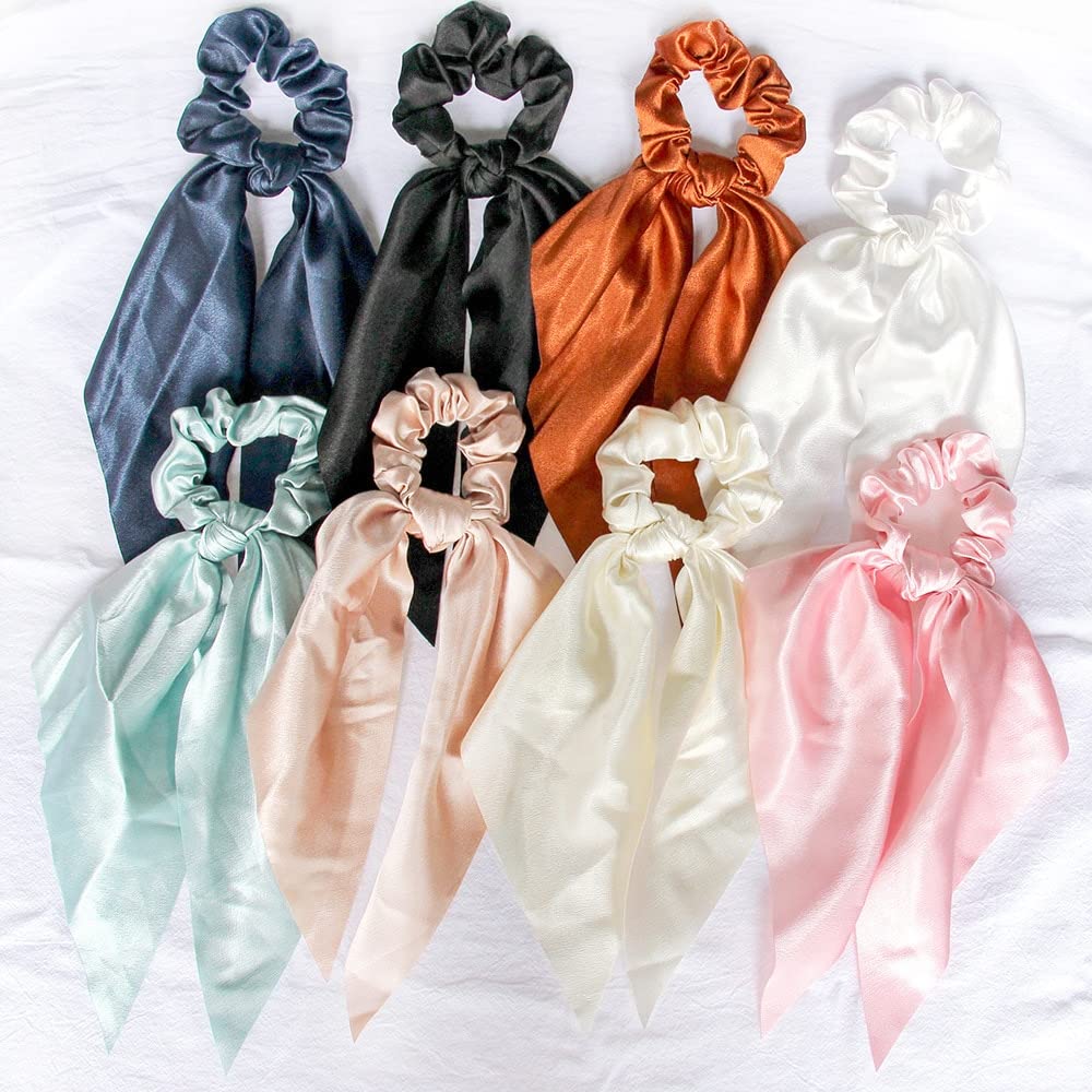 Akcesoria do włosów Kobiety Scrunchie Girls Satynowe kokardki Gumowe liny Gumki do włosów Akcesoria do włosów Pasmo włosów Scrunchies Szalik Słodki Elastyczny Dla kobiet (Jasnozielony)