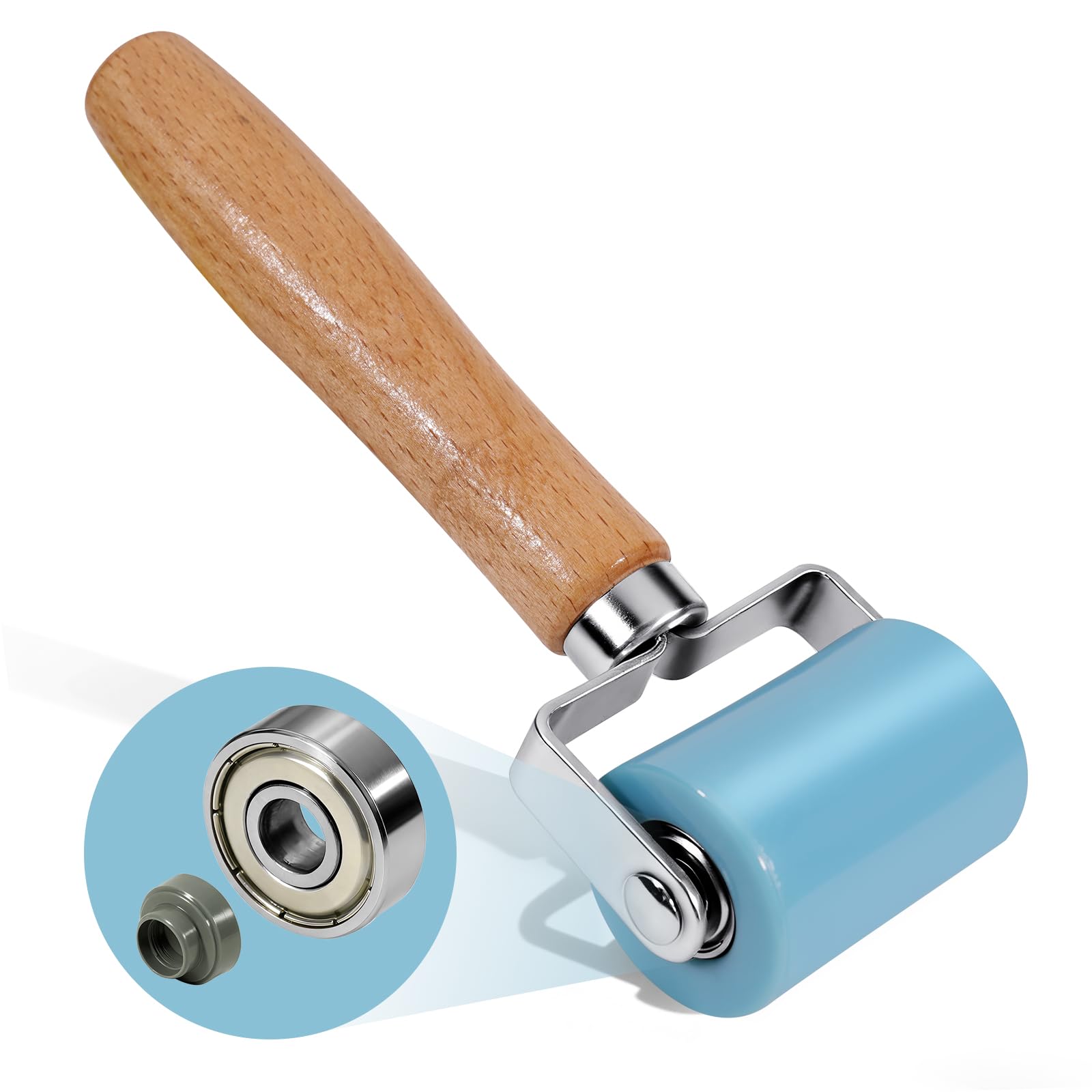 iwooduubb 3rd-Gen Sound Deadening Roller, Professional Dual Bearing Hand PU Seam Roller Application Tool with Wood Handle for Car Audio Sound Deadener, Installation Mat, Wallpaper & Vinyl Wrap - hand tools automotive | Mubboo