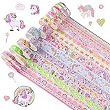 【Material de alta calidad】Nuestras cintas washi con diseño de unicornio brillante están hechas de papel washi, no son fáciles de dañar y mantienen una fuerte adherencia durante mucho tiempo en la superficie lisa. Con una impresión clara y duradera, se pueden utilizar durante mucho tiempo sin decolorarse. .