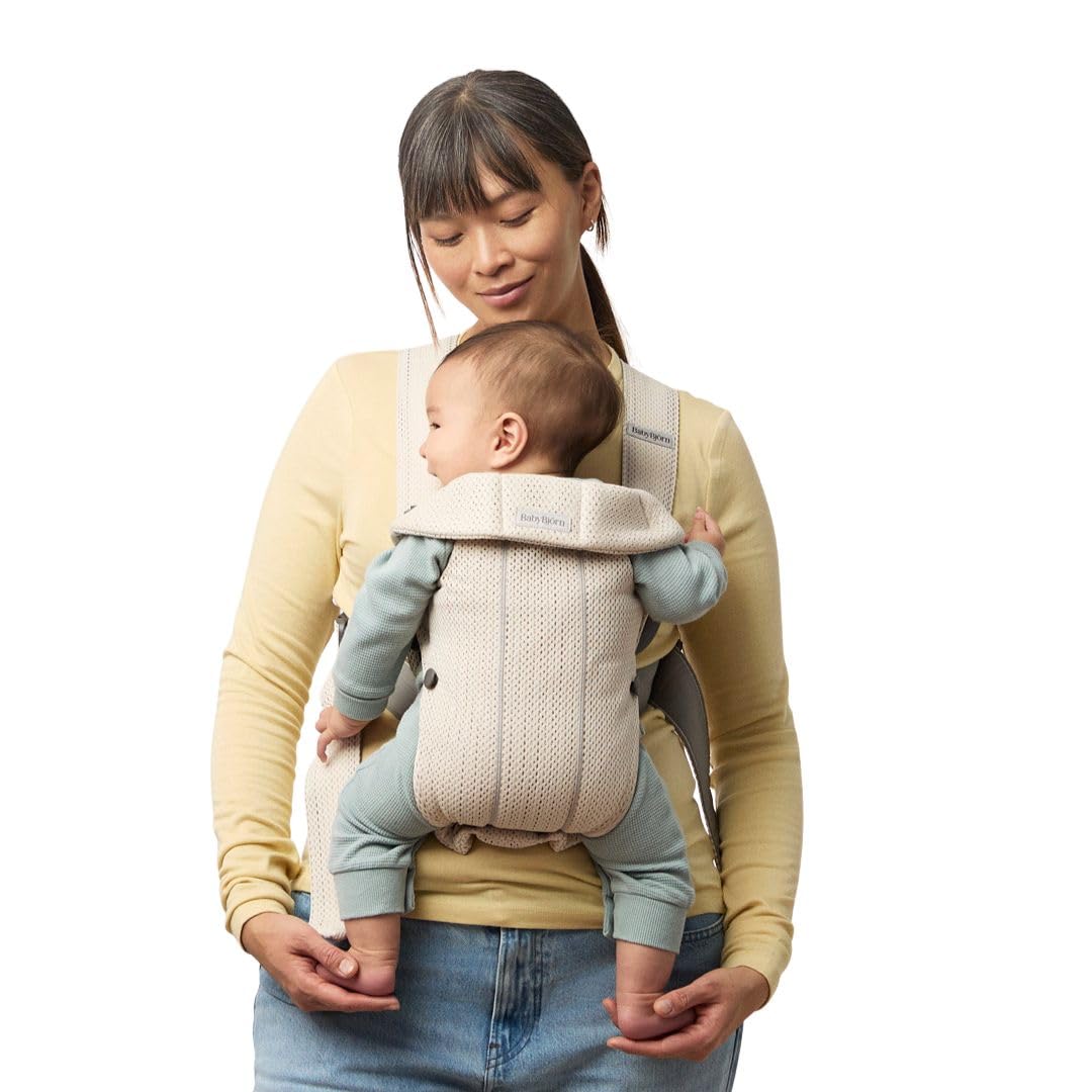 BabyBjörn Baby Carrier Mini, 3D Mesh, Cream, Infant Carrier for Newborns (0-12 Months), Soft, Ergonomic and Easy to Use