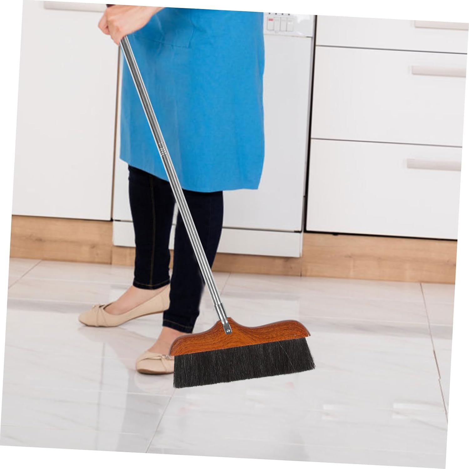 Dust Push Broom Long Handle Soft Bristle Brush for Household Cleaning Sweeper Broom for Kitchen Bathroom