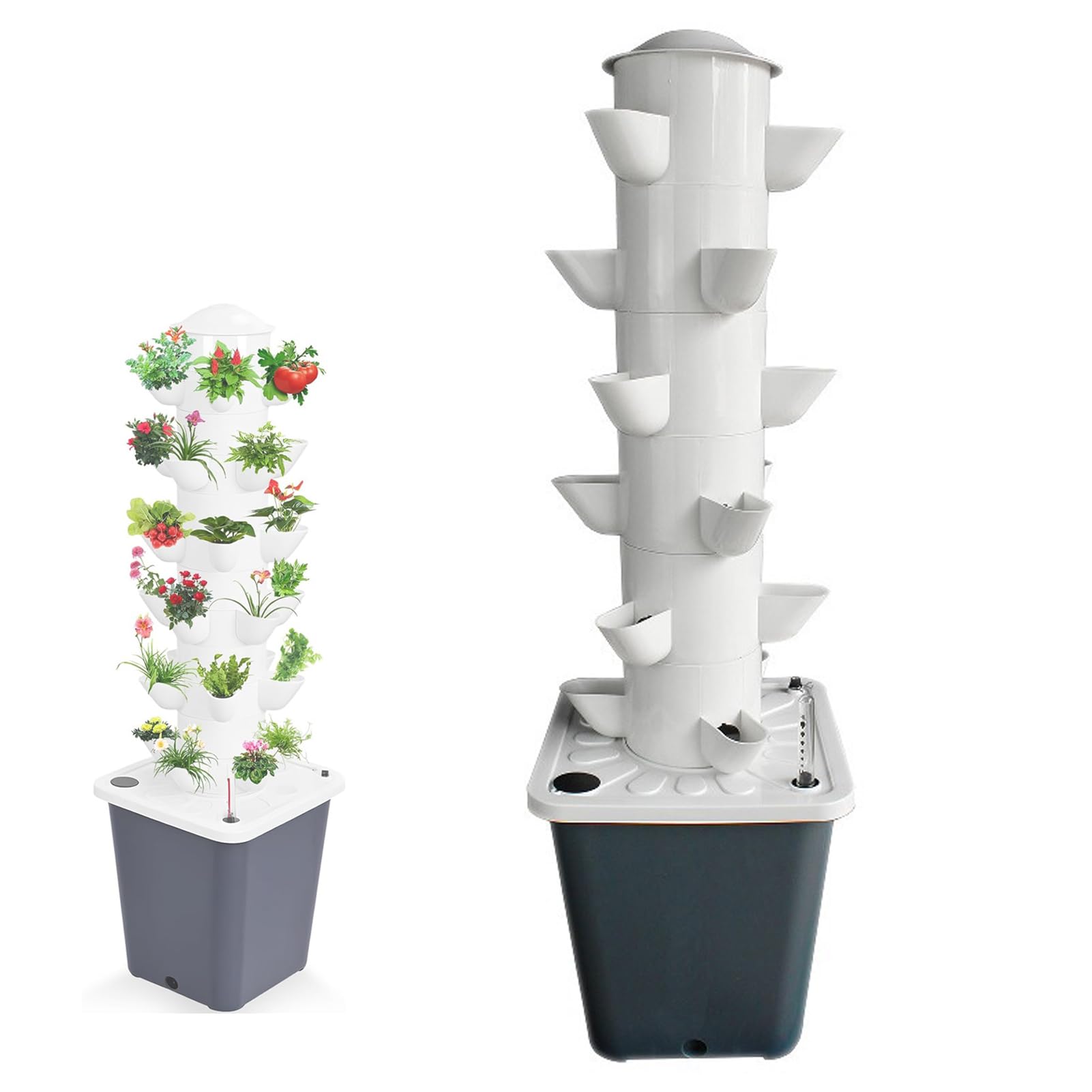 Sistema de Cultivo hidropónico | Aeroponics Indoor Tower Garden | para Hierbas, Frutas y Verduras con Bomba de hidratación, Adaptador, ollas de alimentación y Temporizador