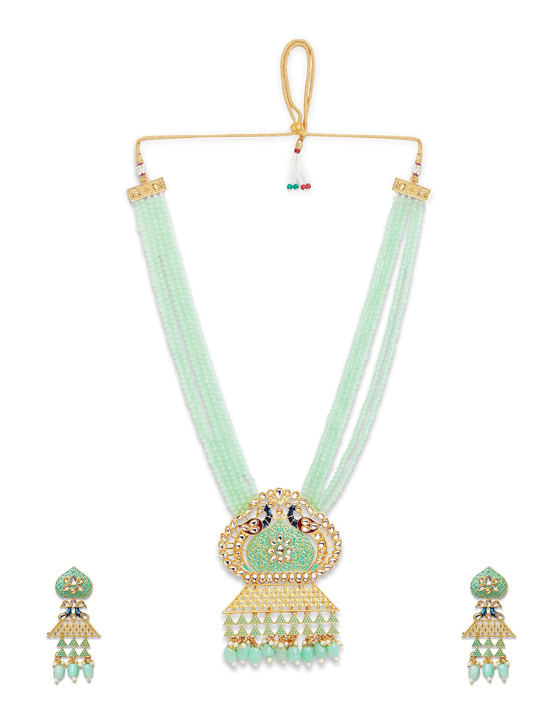 ZAVERI PEARLS Multicolor Meenakari Peacock Design Crystal Necklace & Earring Set For Women-ZPFK11008 (B09GNK9NZ4) Amazon Price History, Amazon Price Tracker
