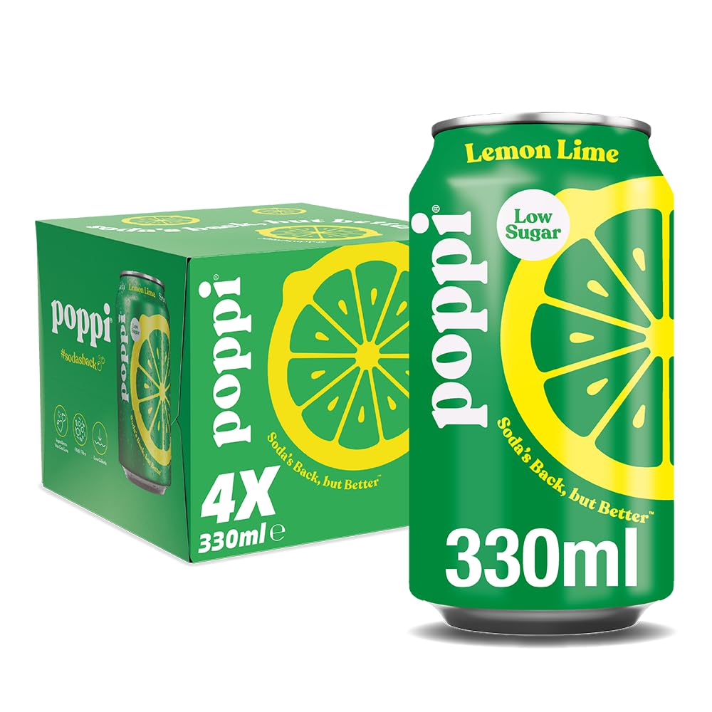 poppi Lemon & Lime Sparkling Soda | 330ml Can| 24 Pack