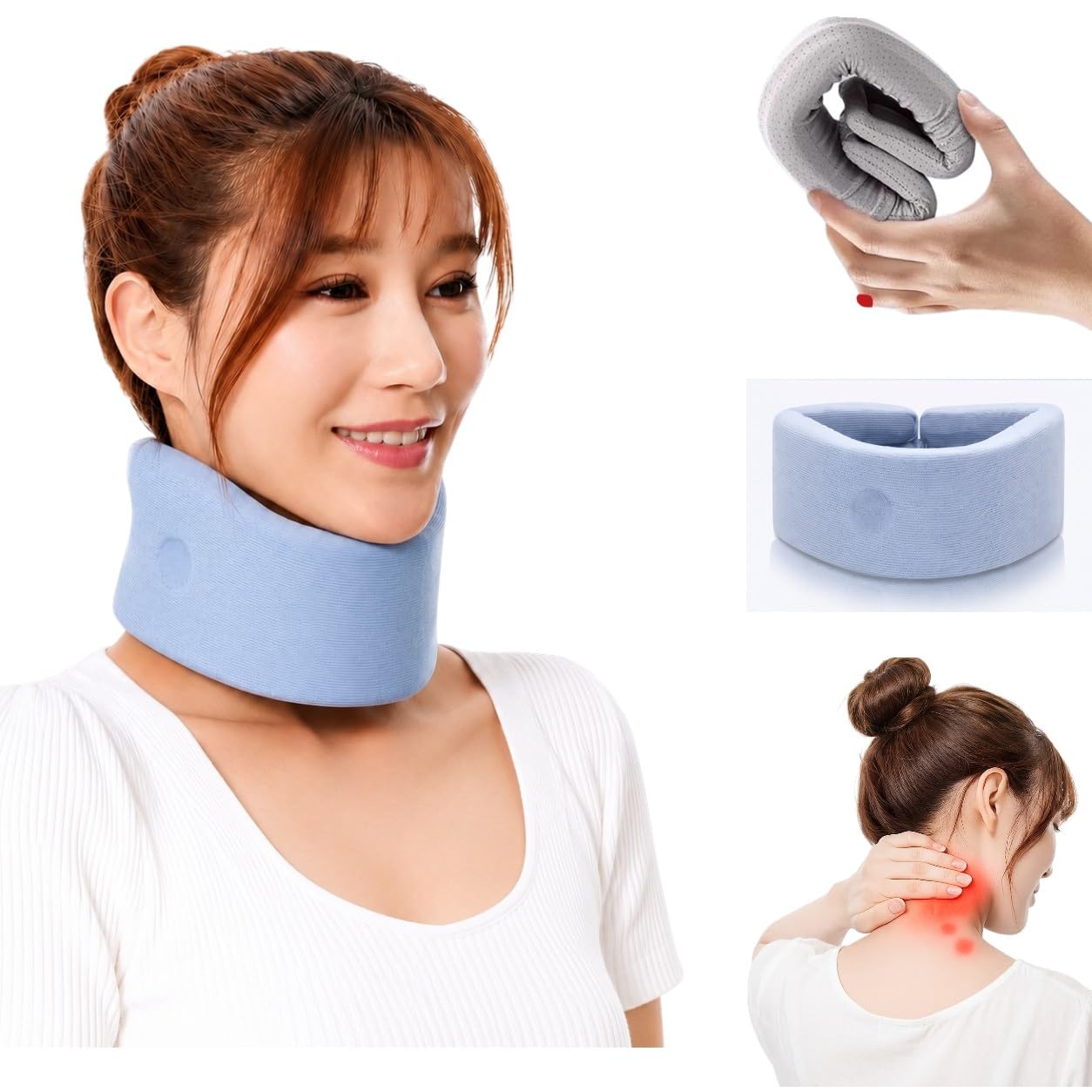 PACK OF 1 Cervical Neck Support Collar for Pain Relief Soft Foam Adjustable Neck Brace for Men Women Lightweight Breathable Cervical Support Belt for Neck Stiffness Travel Office Daily Use-image-22