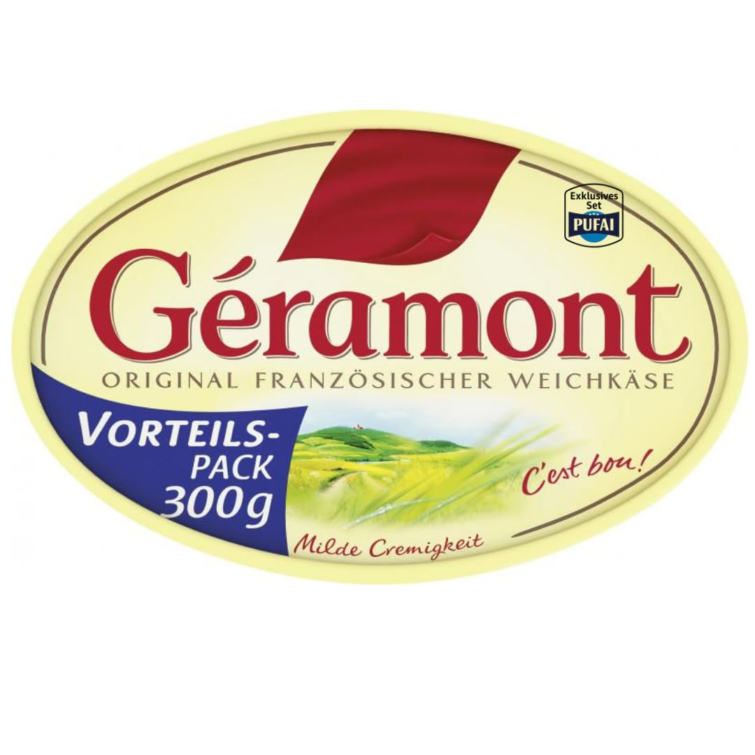 Géramont Weichkäse Natur Vorteilspack – 300 g, 4er Pack | Französische Käsezubereitung aus Kuhmilch | Sanft, cremig & mild im Geschmack