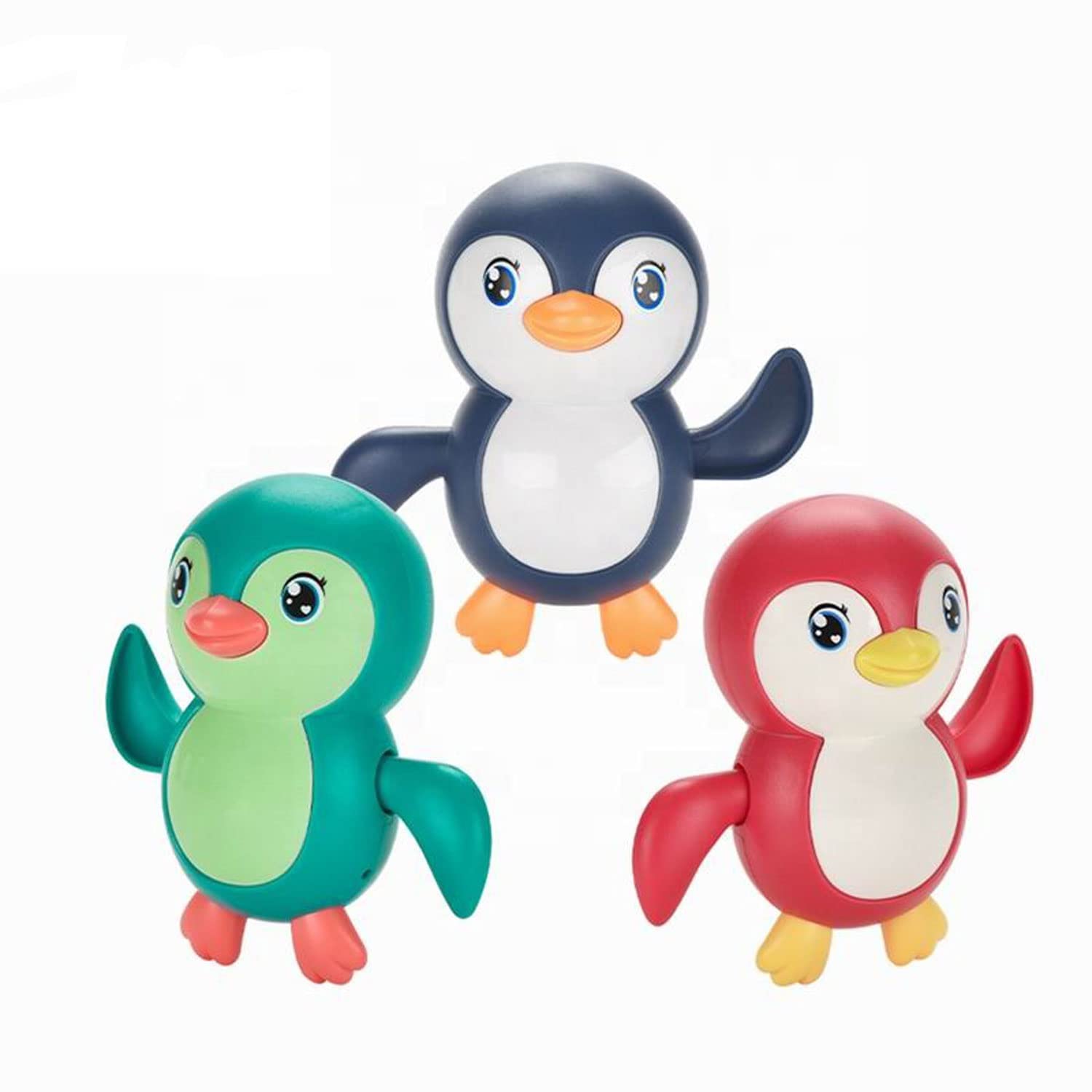 RUZARTH Wind Up Swimming Penguin Bath Toy for Toddlers 1-3, Cute Floating Baby Bathtub Water Toy for Boys & Girls, Preschool Pool Bathing Toy Gift for 1 2 3 Year Old Kids (Multicolor) (Pack of 4)