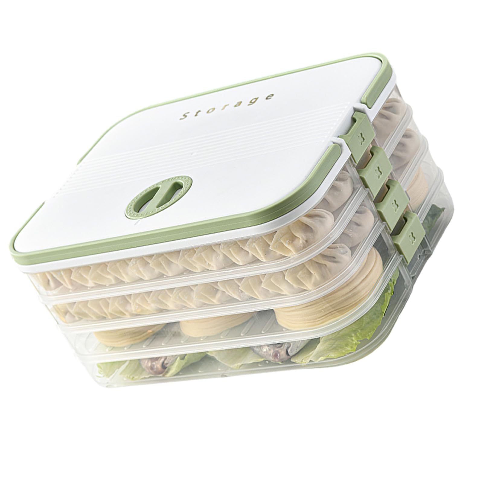 Jazuaiao Clear Dumpling and Wonton Storage Box Stackable Freezer Container with Divided Compartments for Easy Organization Stackable Food Organizers