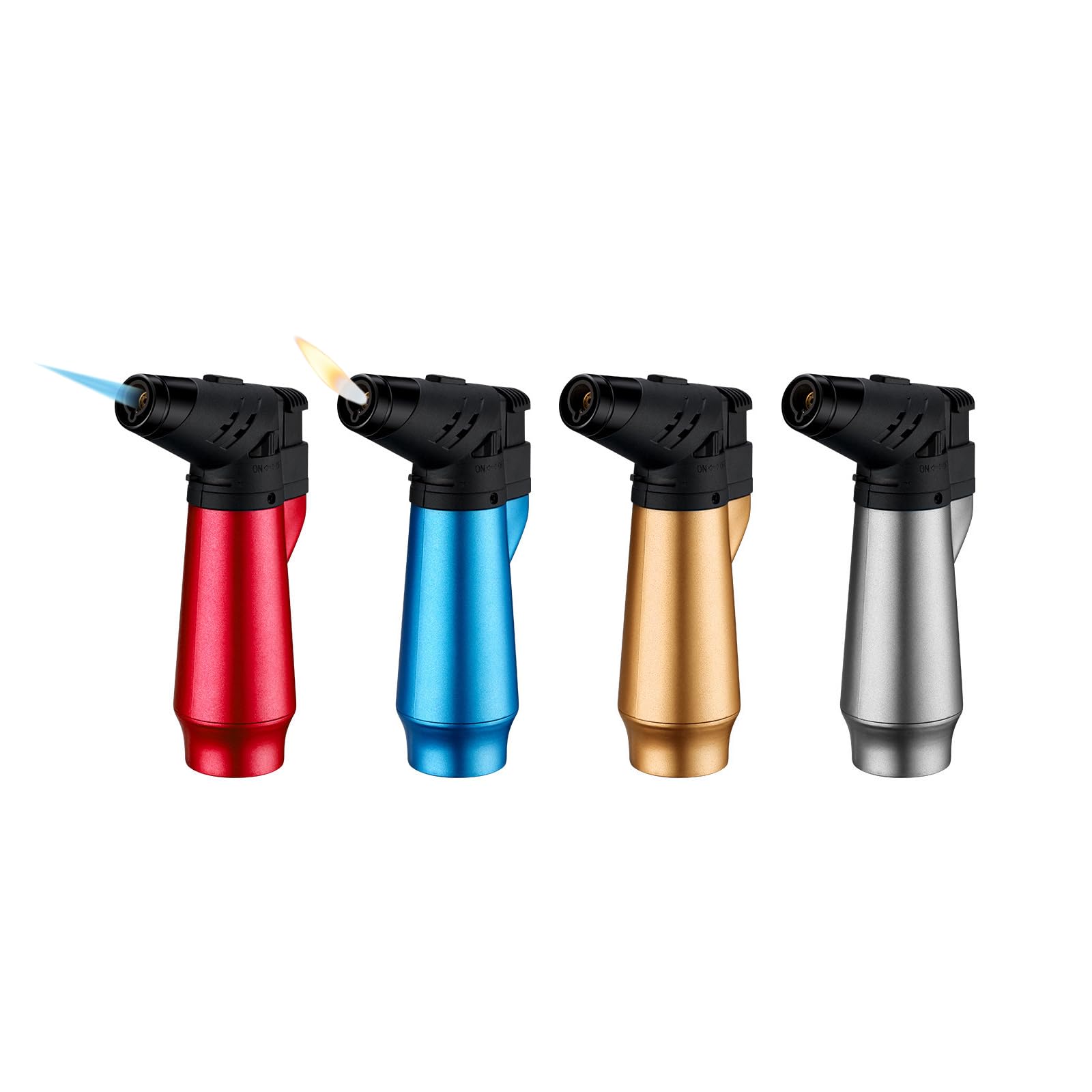 Navpeak Torch Lighter with Soft Flame Model Large Gas Tank Refillable Butane Windproof Jet Lighters for Candle Cooking Handcraft Outdoor BBQ Incense (4 PACK) (Butane Not Included)