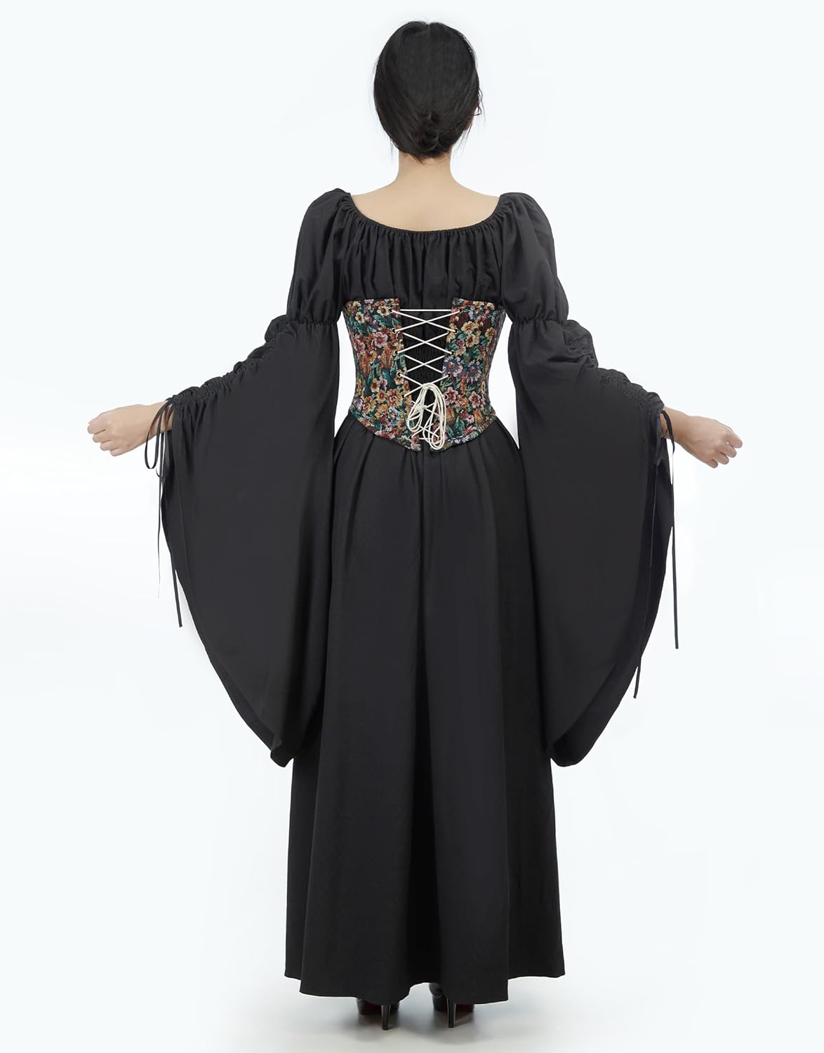 Medieval Renaissance Costume Corset Tops for Women Retro Floral Overbust Boned Bustier Bodice - Image 4