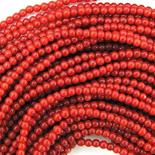 Femitu 2mm red coral round beads 16" strand seed