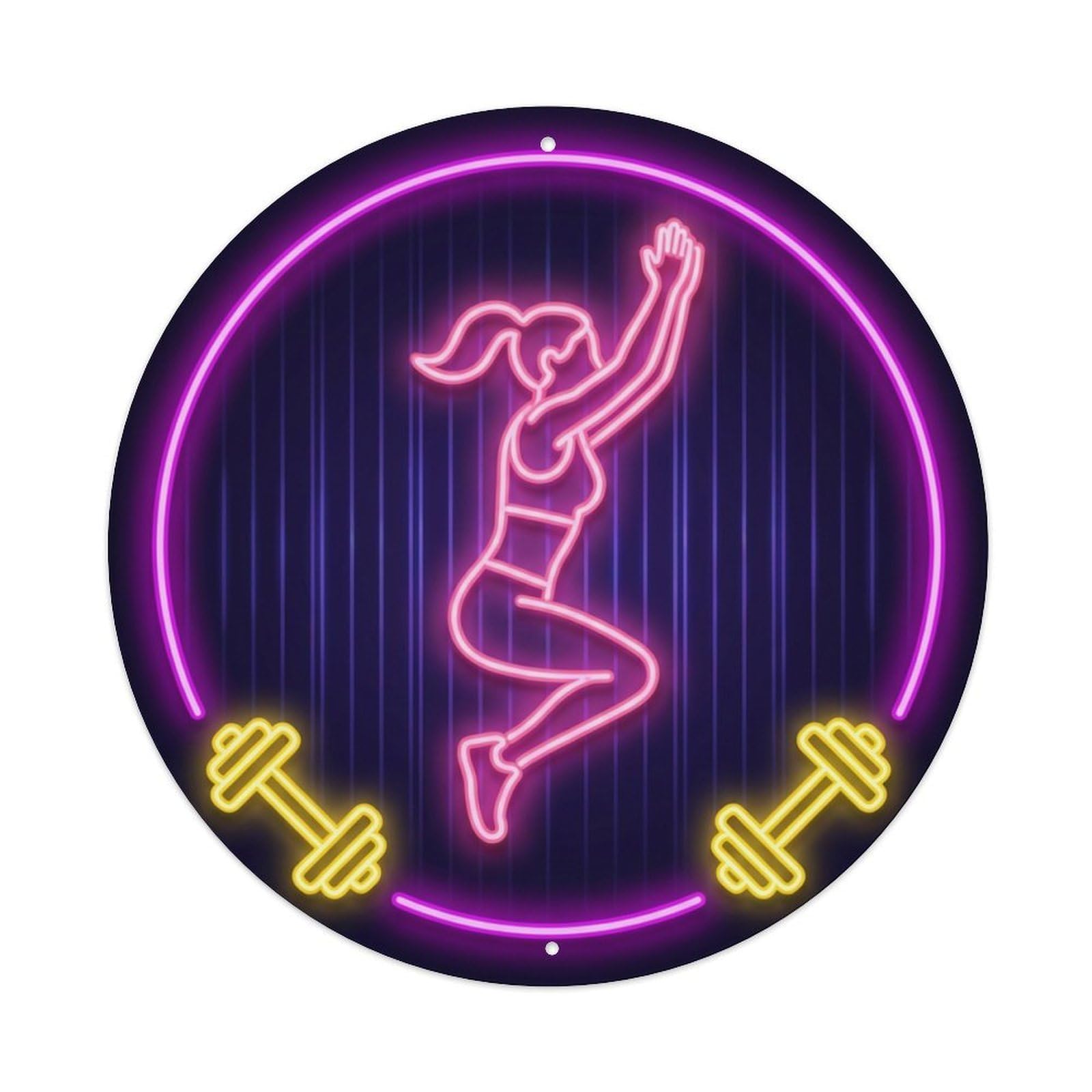 Yrnq 8X8inch Vintage Style Vintage Faux Neon Gym Retro Bodybuilding Fitness Hardcore Metal Tin Sign
