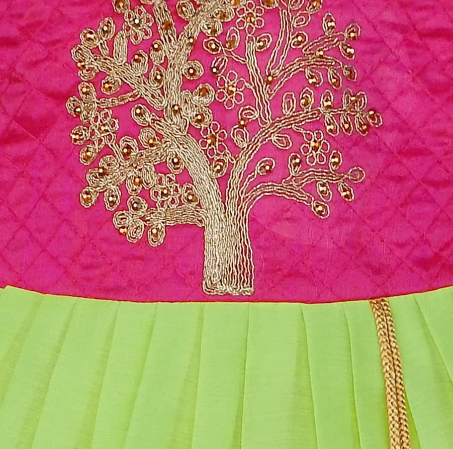 Image of Wish Karo Baby Girls Knee Length Satin Embroidered Party Dress-(fe2913nw)