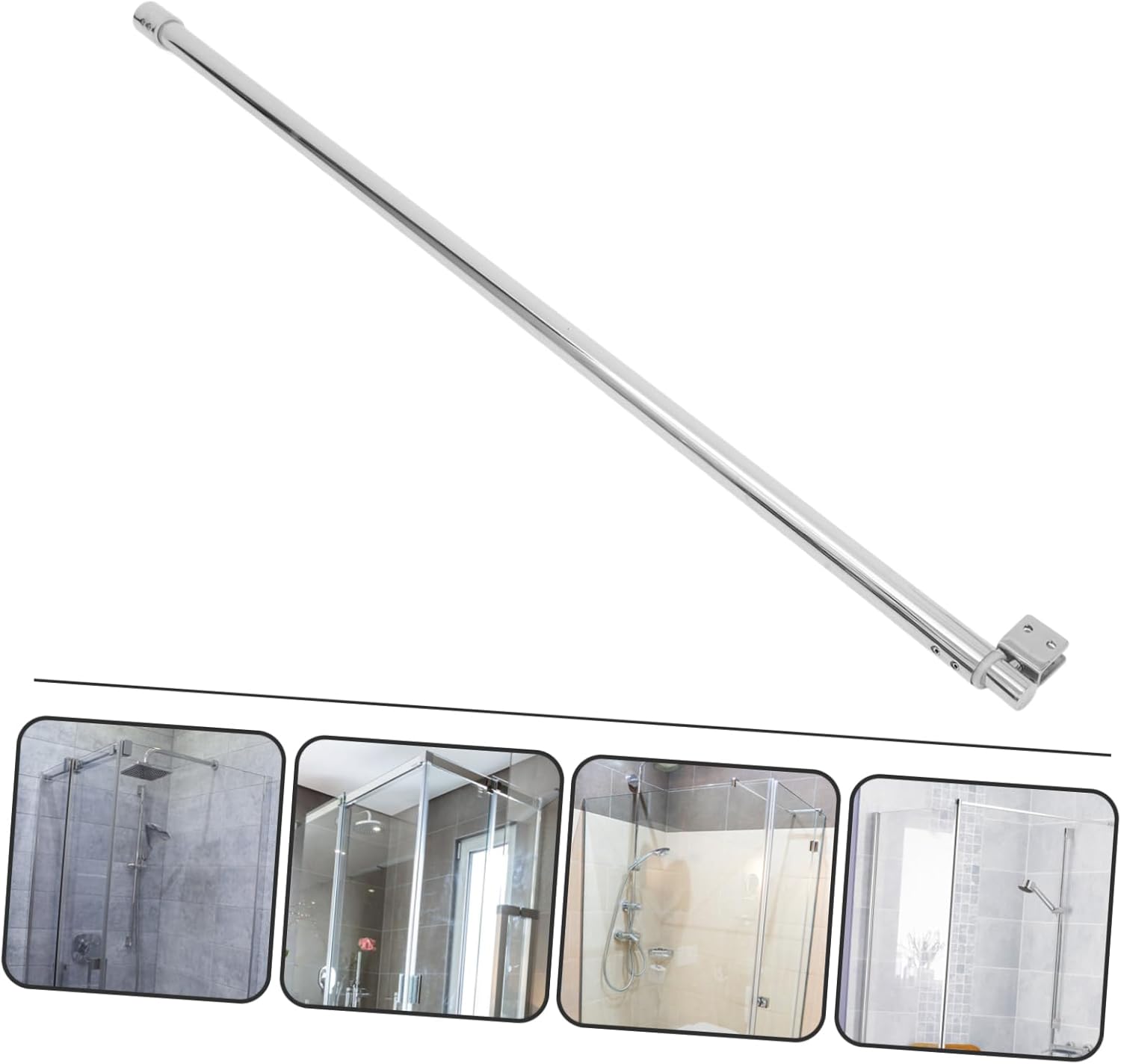 304 Stainless Steel Shower Glass Panel Support Bar Adjustable 1000mm to 1200mm Dual-Headed Hardware for 8-12mm Glass for Frameless Shower Doors