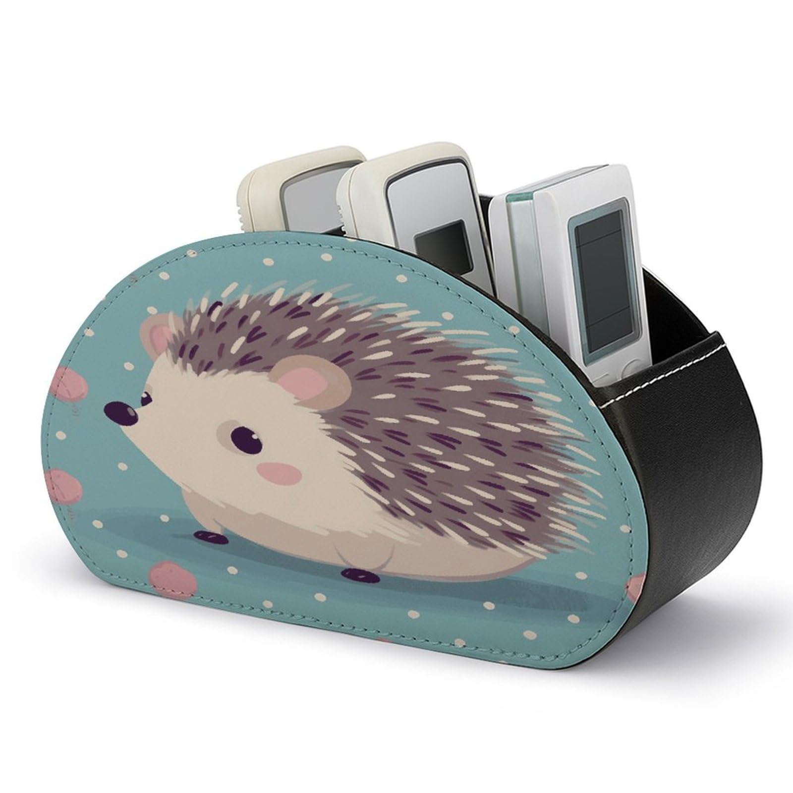 Btcowzrv Style Hedgehog Polkadot Remote Control Holder With 5 Compartments