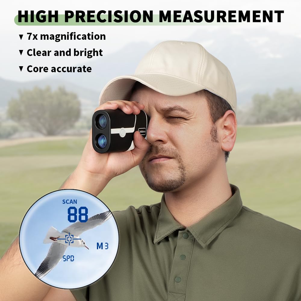 Telemetro da golf con pendenza, telemetro laser da 1200 metri per golf e caccia, ingrandimento 7x con alta precisione, vibrazione di bloccaggio del palo della bandiera, batteria ricaricabile,