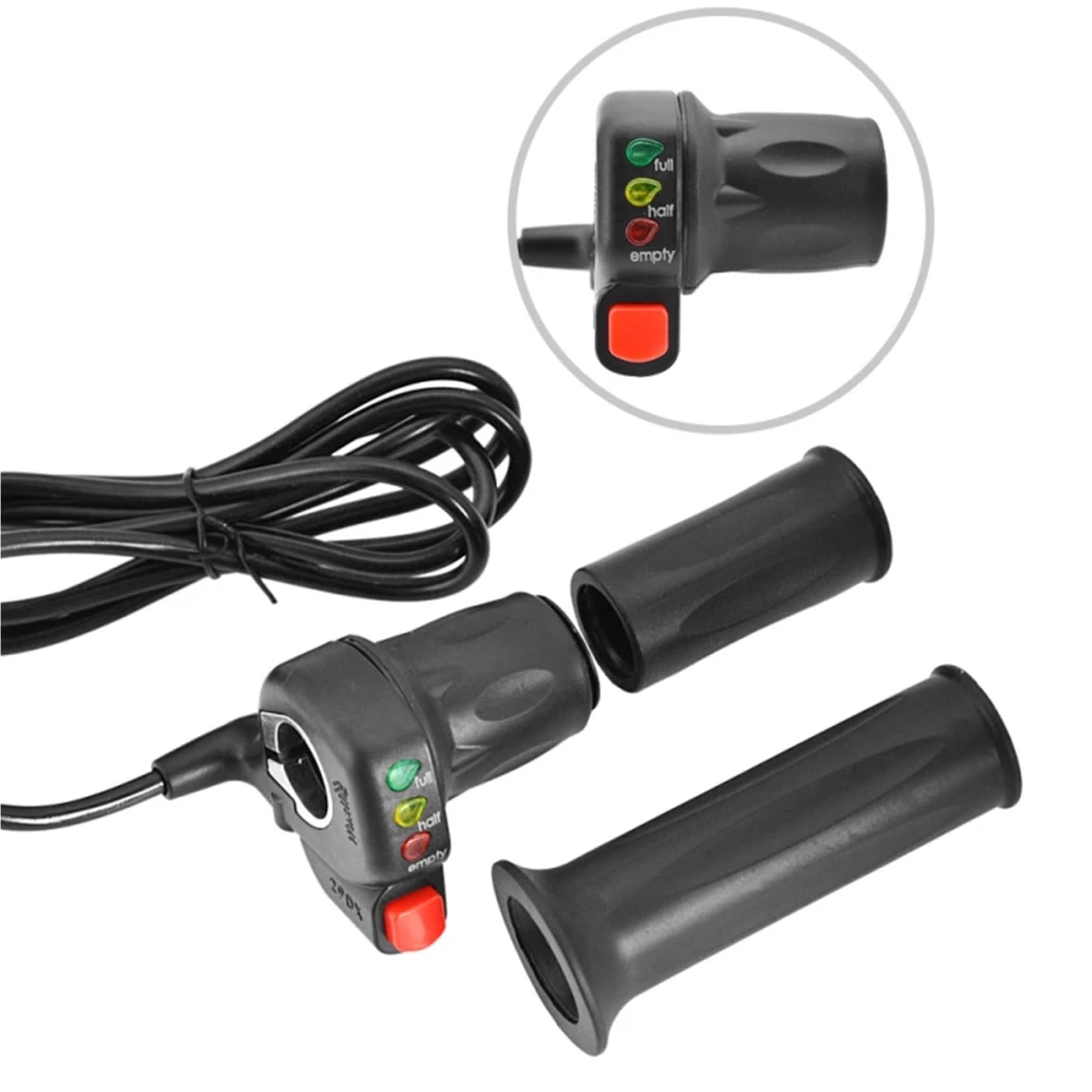 Lot de 2 poignées d'accélérateur 36 V/48 V avec indicateur de batterie pour vélo électrique