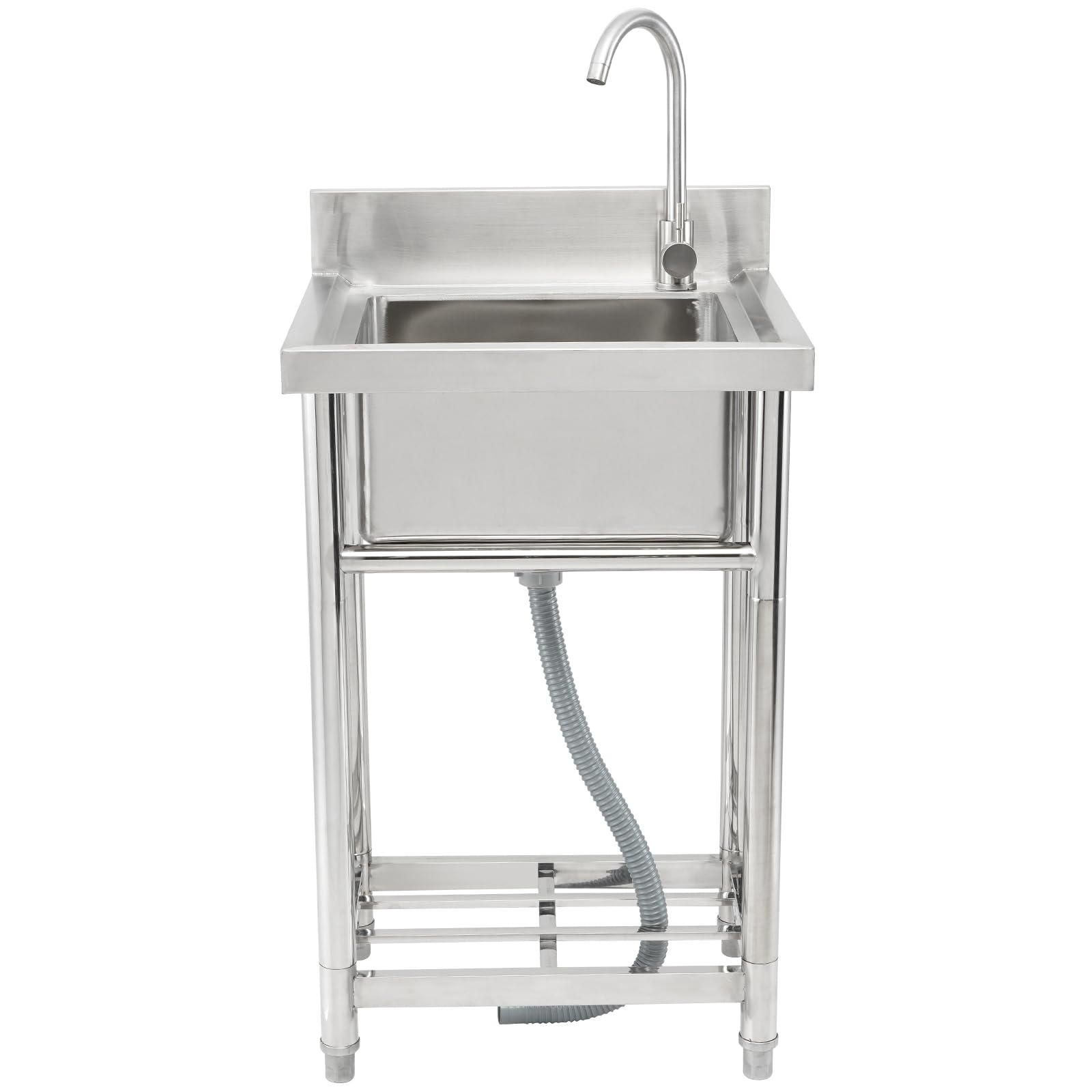 VEVOR Fregadero Utilitario de Acero Inoxidable, Fregadero Pequeño Independiente de 1 Compartimento que Incluye Grifo y Patas, Fregaderos Comerciales de un solo Tazón de 410 x 330 x 220 mm