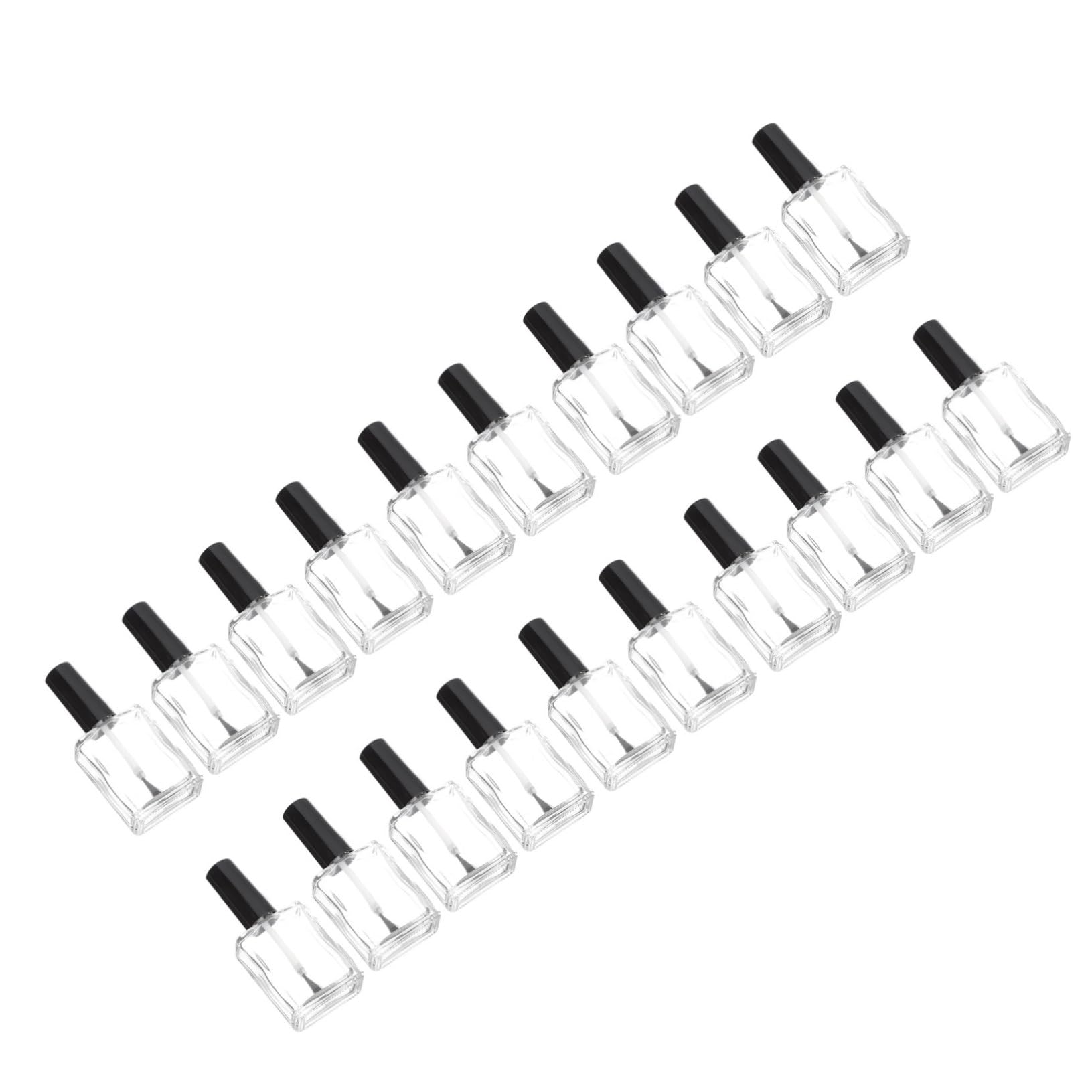 SHERCHPRY 20 Pezzi Bottiglia Piatta Trasparente in Vetro Da 15 Ml Con Tappo e Pennello, Strumento Per Bellezza Delle Unghie, Prodotto Per Manicure Femminile Adatto Per Conservare Liquidi e a