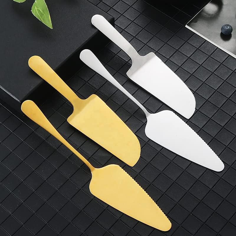 Silverware Flatware Cutlery Set, 1/4/6/8/10/12 Piece Stainless Steel Baking Spatula Set - Serrated Cake/Pizza/Cheese Spatula, Triangular Baking Tool(Gold,1 Piece)