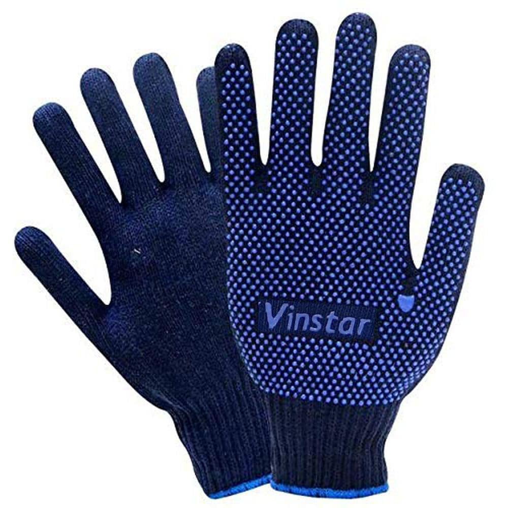 (Pack of 12 Pairs) Dotted Cotton Hand Gloves for Industrial and Indoor Use
