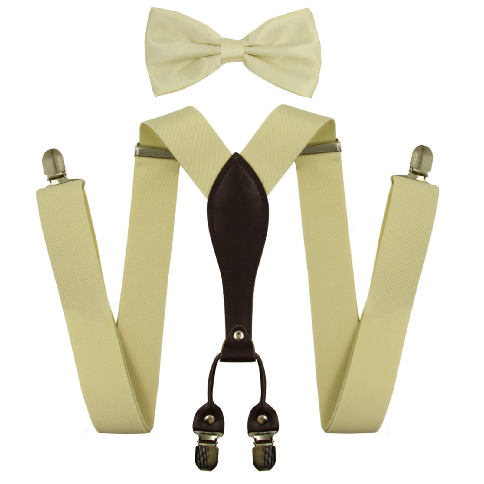 HANERDUN Hosenträger für Herren in Y-Form Elastisch und Verstellbar Breit 3.5cm mit sehr Starken 4 Metall Clip und eine 12 * 6cm Fliege für Männer bis 2m Körpergröße(Erwachsener Stil/Kinder Stil)