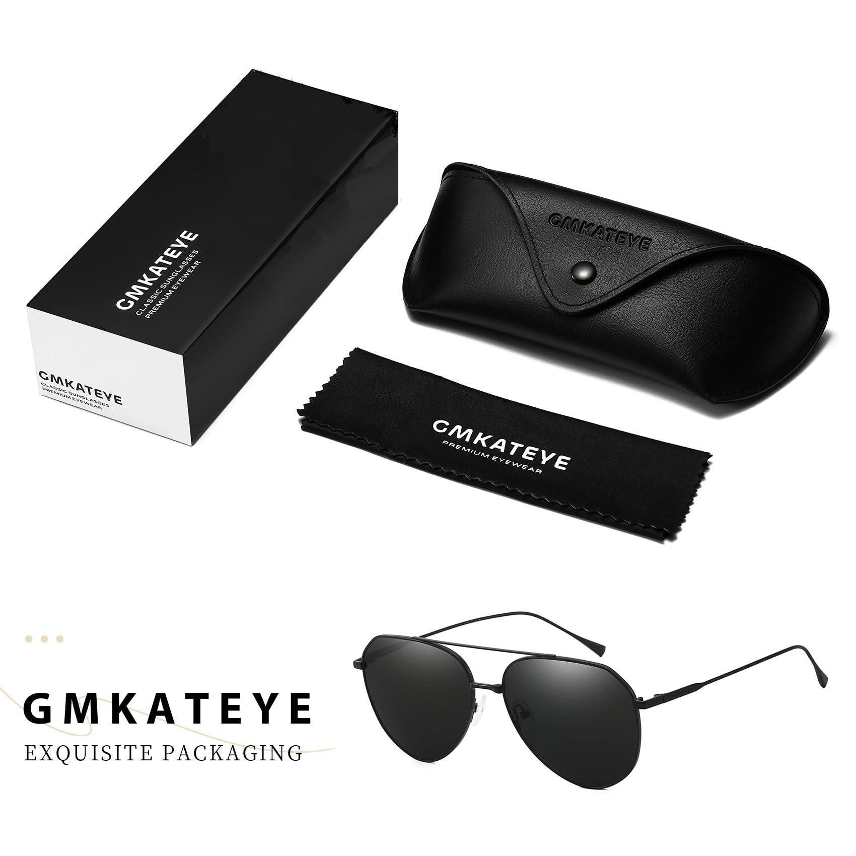 GMKATEYE Duże czarne okulary przeciwsłoneczne lotnicze dla kobiet i mężczyzn – lekkie okulary przeciwsłoneczne w stylu retro, ochrona UV 400, do jazdy i wędrówek
