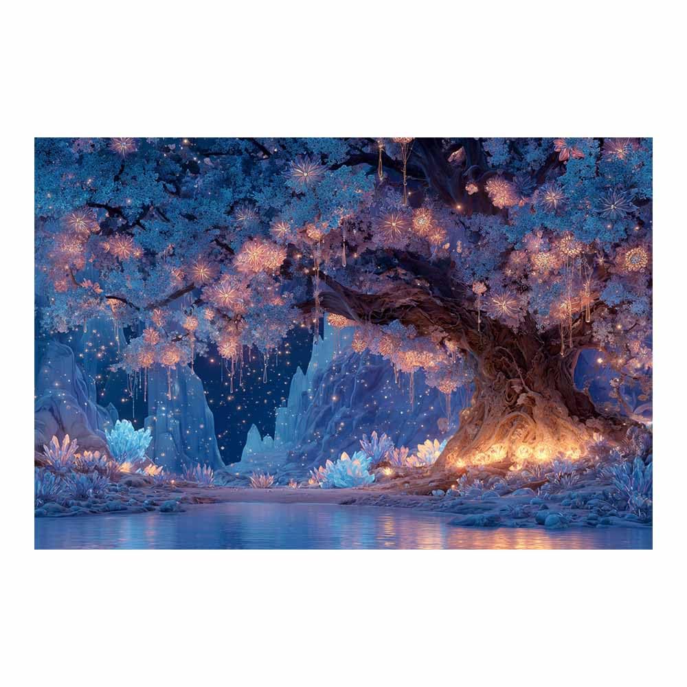 XENIOU Tree Canvas Wall Art Glowing lake tree art prints, decorative paintings, for Living Room Bedroom Office Home Wall Decor.(Multicolor)-70x100cm Unframed